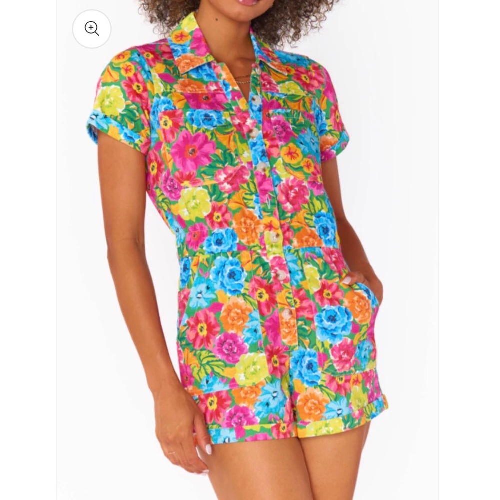 Show Me Your MuMu Colorful Floral Romper Denim